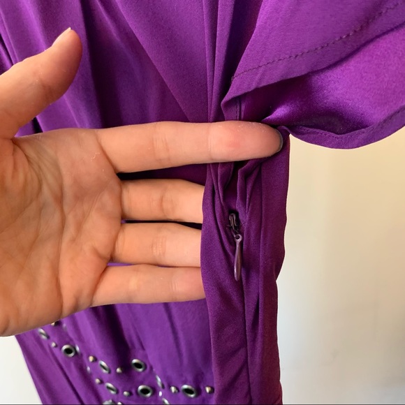Hale Bob Purple Silk Studded Dress X-small - Picture 4 of 5